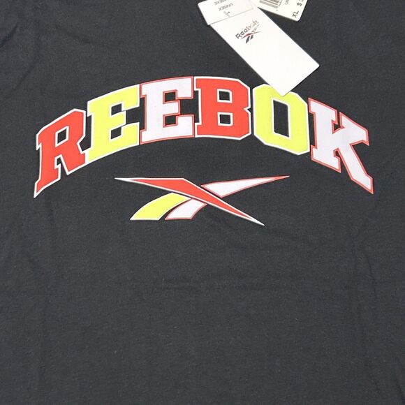 Reebok Spellout Logo Shirt Adult Extra Large XL Black Short Sleeve Basketball - Picture 2 of 12